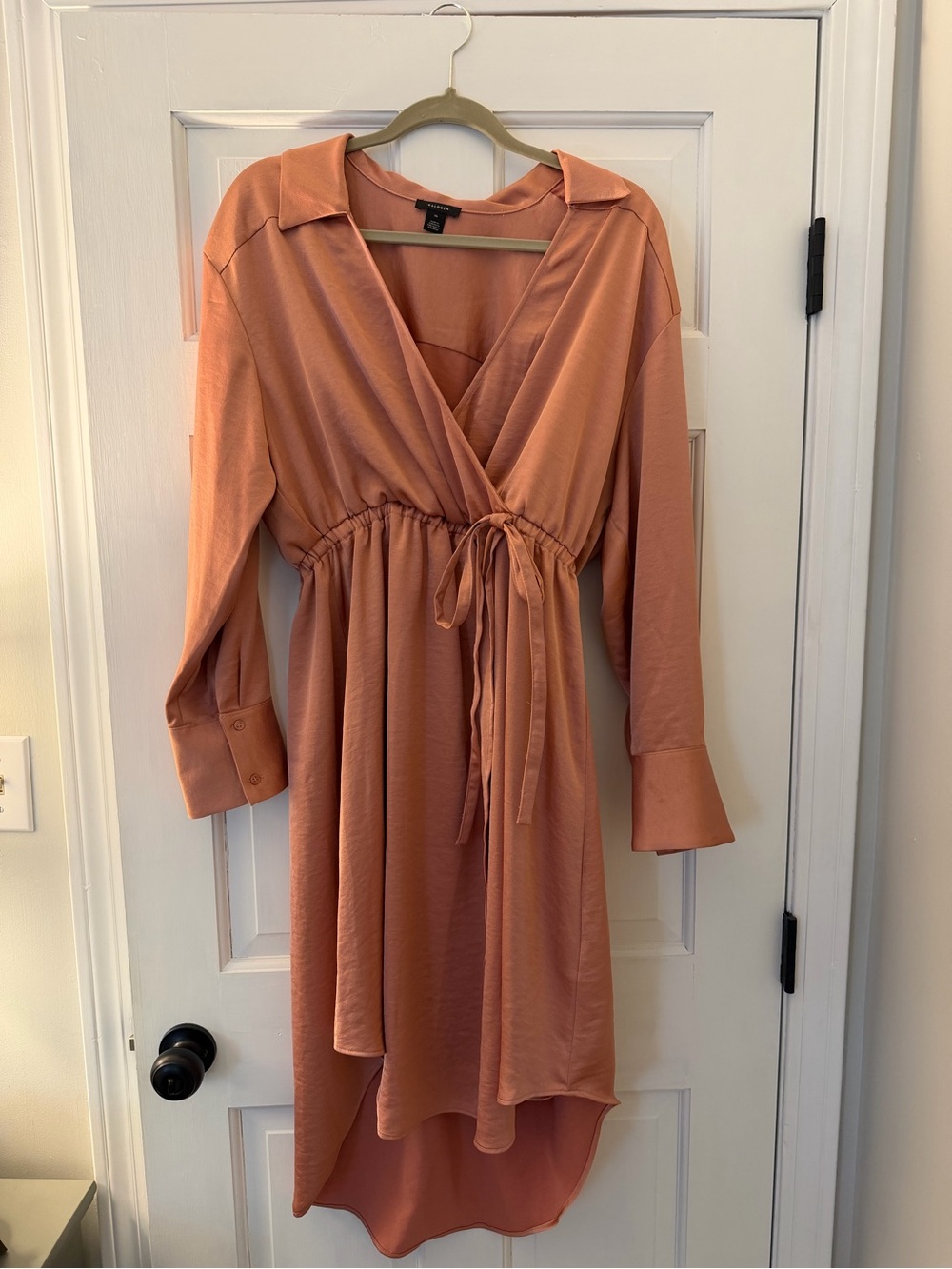 Halogen Wrap High-Low Dress in Coral